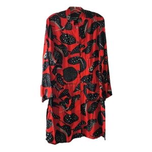 Bitte Kai Rand Tunic L Red Quiet Luxury Lagonlook Art to Wear Duster Shirt Coat